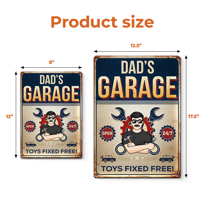 Hey, Toys Fixed Free Here! - Family Personalized Custom Home Decor Metal Sign - Father's Day, House Warming Gift For Dad