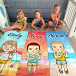 Beach Is The Best Place - Family Personalized Custom Beach Towel - Summer Vacation Gift, Birthday Pool Party Gift For Family Members