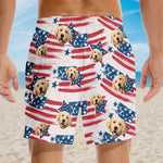 Custom Photo Stars, Stripes & Everything Nice - Dog & Cat Personalized Custom Patriotic Men Beach Shorts - Independence Day, 4th Of July, Summer Vacation Gift, Birthday Party Gift For Pet Owners, Pet Lovers