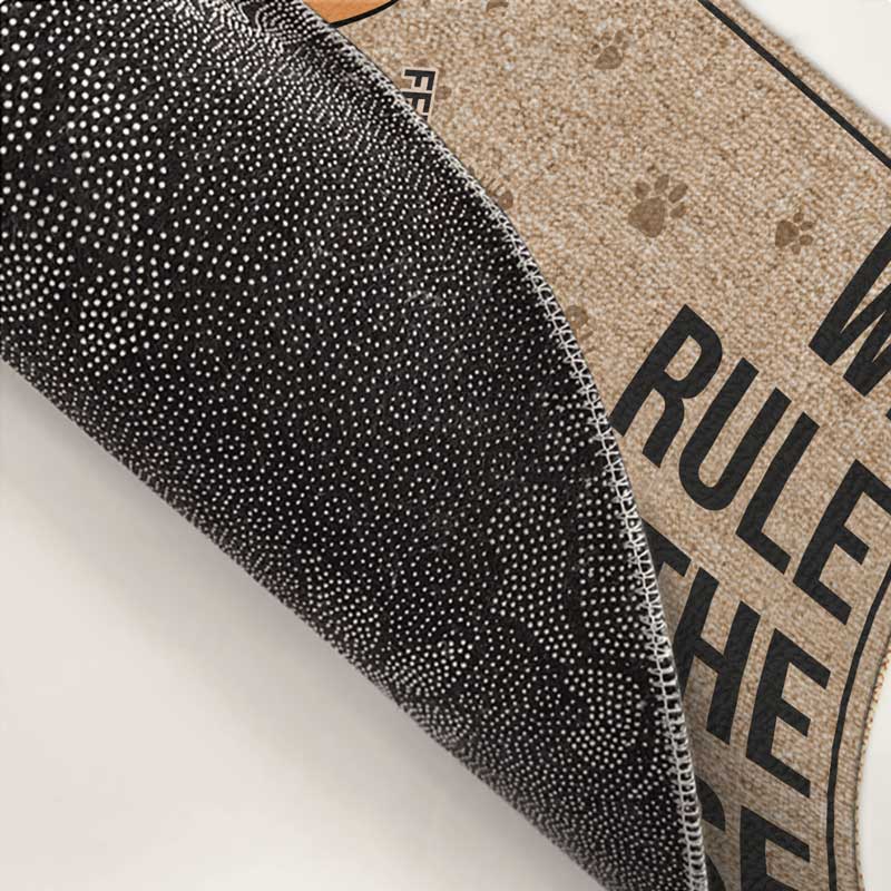 Here We Play House Rules - Cat Personalized Custom Decorative Mat - Gift For Pet Owners, Pet Lovers