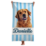 Custom Photo Get Lit By The Beach - Dog & Cat Personalized Custom Beach Towel - Summer Vacation Gift, Gift For Family Members, Pet Owners, Pet Lovers