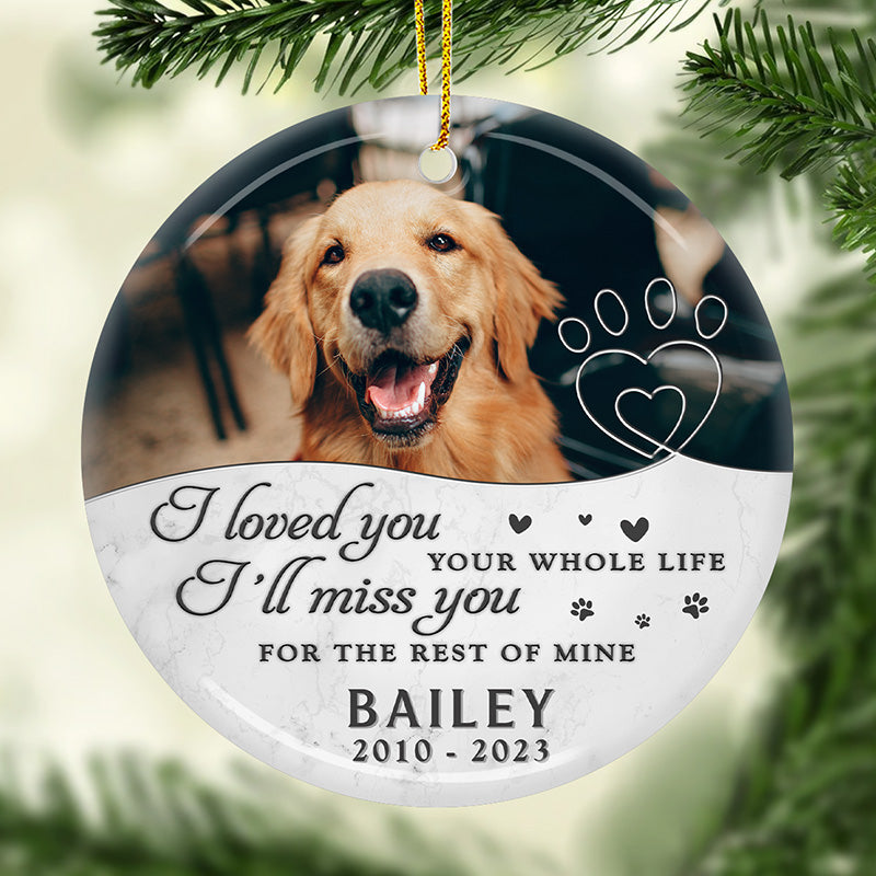 Custom Photo Miss You For The Rest Of My Life - Memorial Personalized Custom Ornament - Ceramic Round Shaped - Christmas Gift, Sympathy Gift For Pet Owners, Pet Lovers
