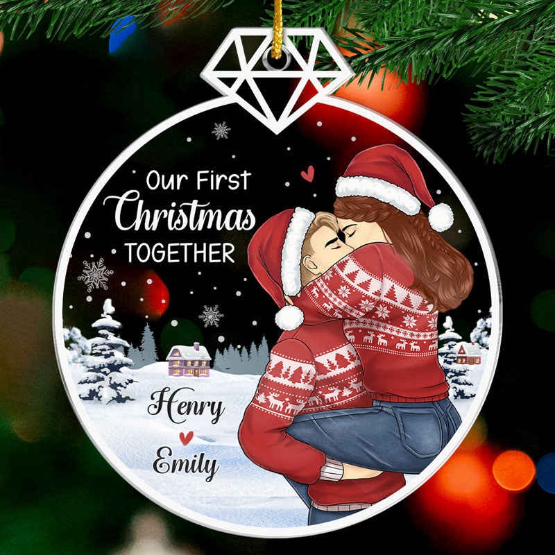 Our First Christmas Married - Couple Personalized Custom Ornament - Acrylic Custom Shaped - Christmas Gift For Husband Wife, Anniversary