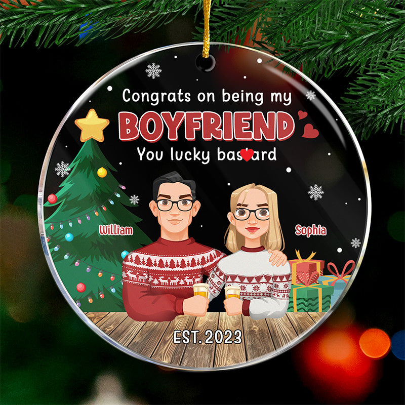 Lucky To Have You This Christmas - Couple Personalized Custom Ornament - Acrylic Round Shaped - Christmas Gift For Husband Wife, Anniversary