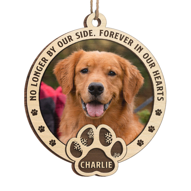 Custom Photo You Left Pawprints On The Hearts - Memorial Personalized Custom Ornament - Wood Custom Shaped - Christmas Gift, Sympathy Gift For Pet Owners, Pet Lovers