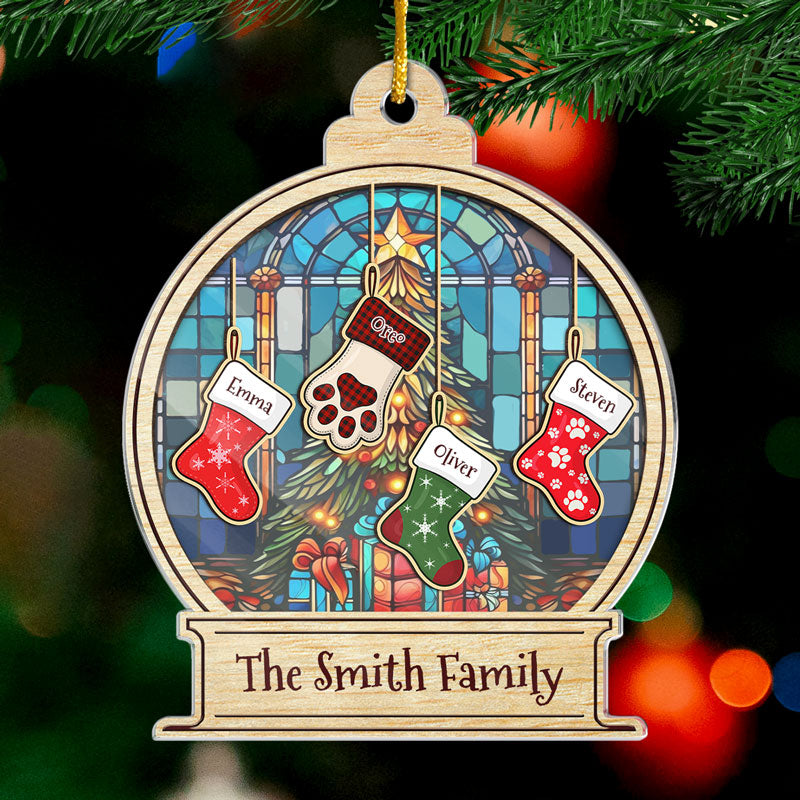 Christmas Is All About Family - Family Personalized Custom Ornament - Acrylic Snow Globe Shaped - Christmas Gift For Family Members