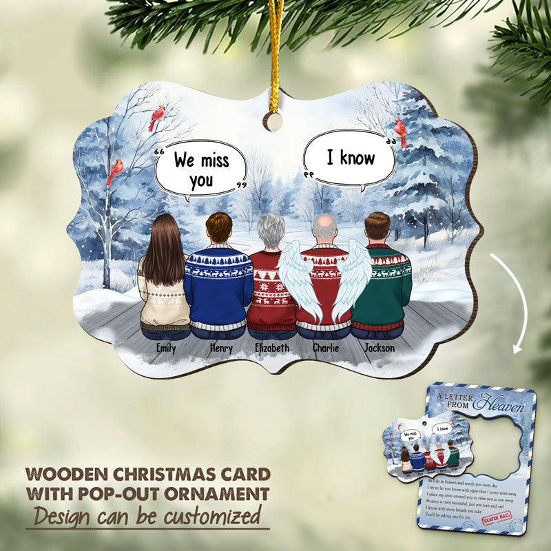 Heaven Mail - Memorial Personalized Custom Wooden Card With Pop Out Ornament - Christmas Gift, Sympathy Gift For Family Members