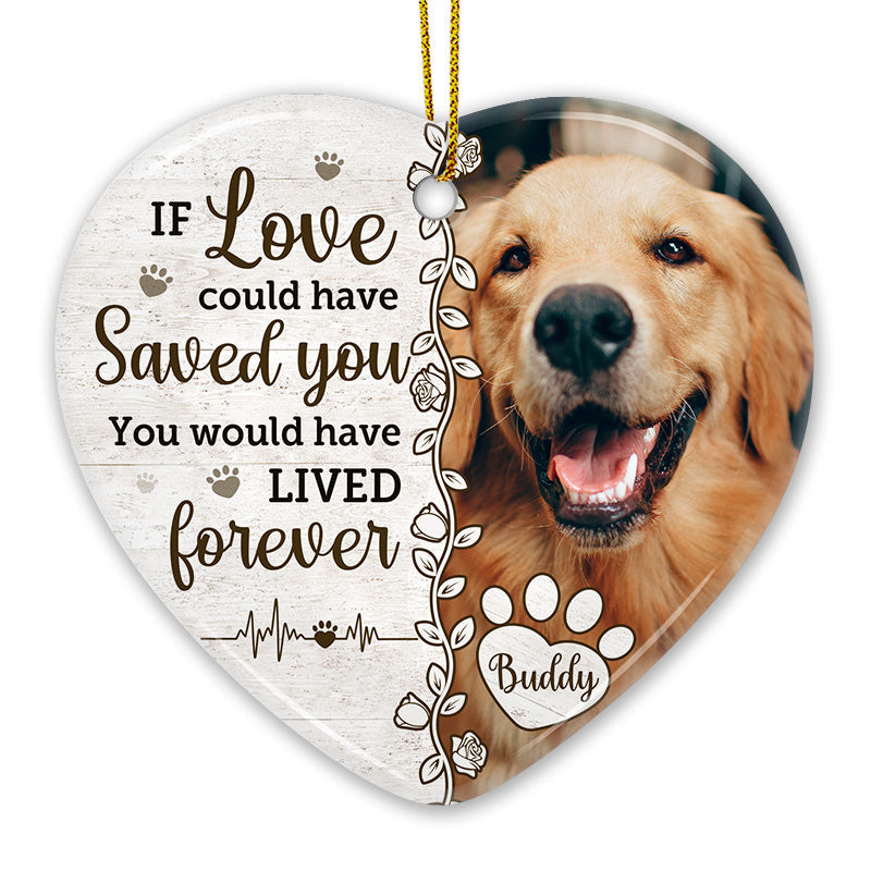 Custom Photo My Best Friend And A True Hero - Memorial Personalized Custom Ornament - Ceramic Heart Shaped - Christmas Gift, Sympathy Gift For Pet Owners, Pet Lovers