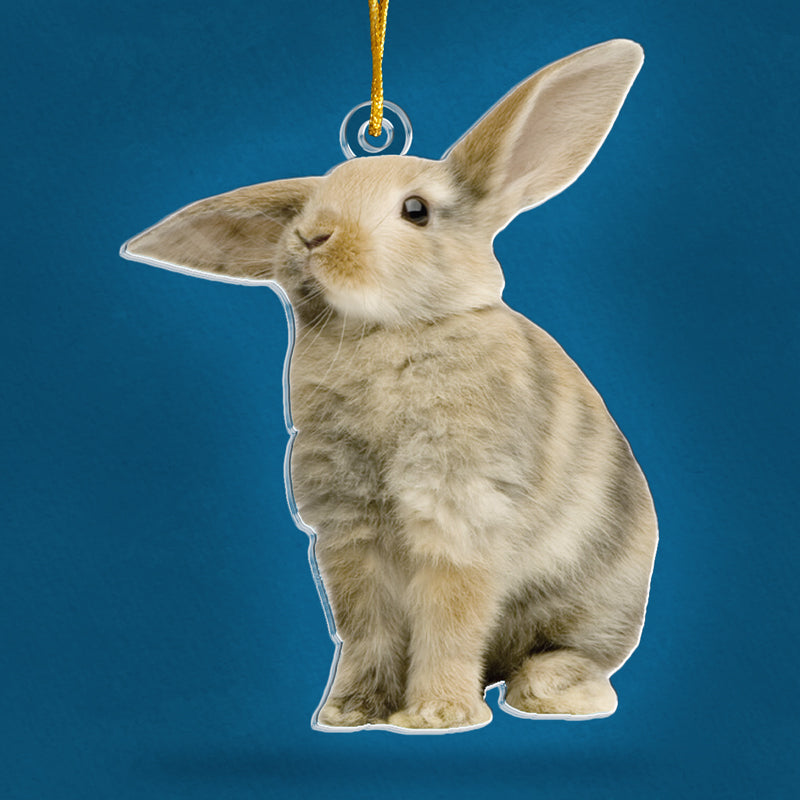 Custom Photo Lovely Rabbit - Rabbit Personalized Custom Ornament - Acrylic Custom Shaped - Christmas Gift For Pet Owners, Pet Lovers