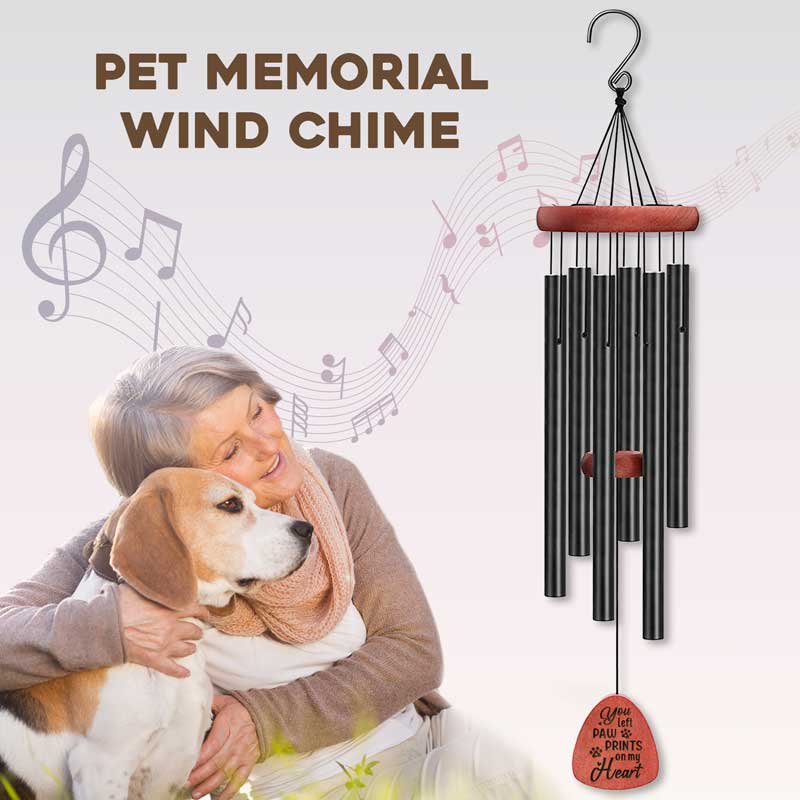 Paw Prints On My Heart - Memorial Wind Chime - Sympathy Gift, Gift For Pet Owners, Pet Lovers