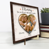 Custom Photo The Loveliest Masterpiece Of The Heart - Family Personalized Custom 2-Layered Wooden Plaque With Stand - House Warming Gift For Mom, Grandma