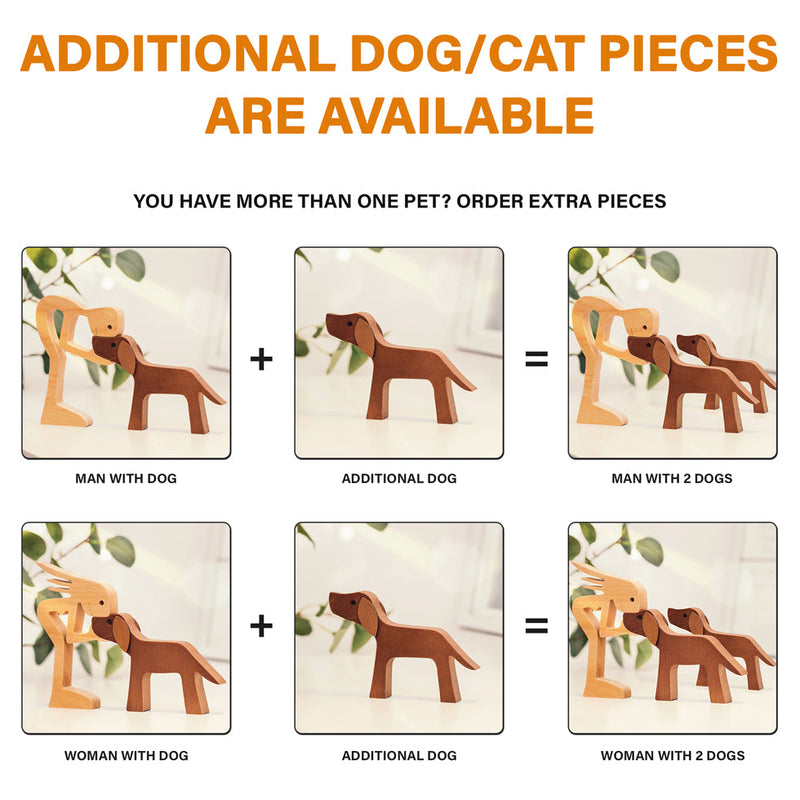 Personalized Custom Wooden Pet Carvings - Furry Friends Make The Best Family - Gift For Pet Lovers - Wood Sculpture Table Ornaments, Carved Wood Decor