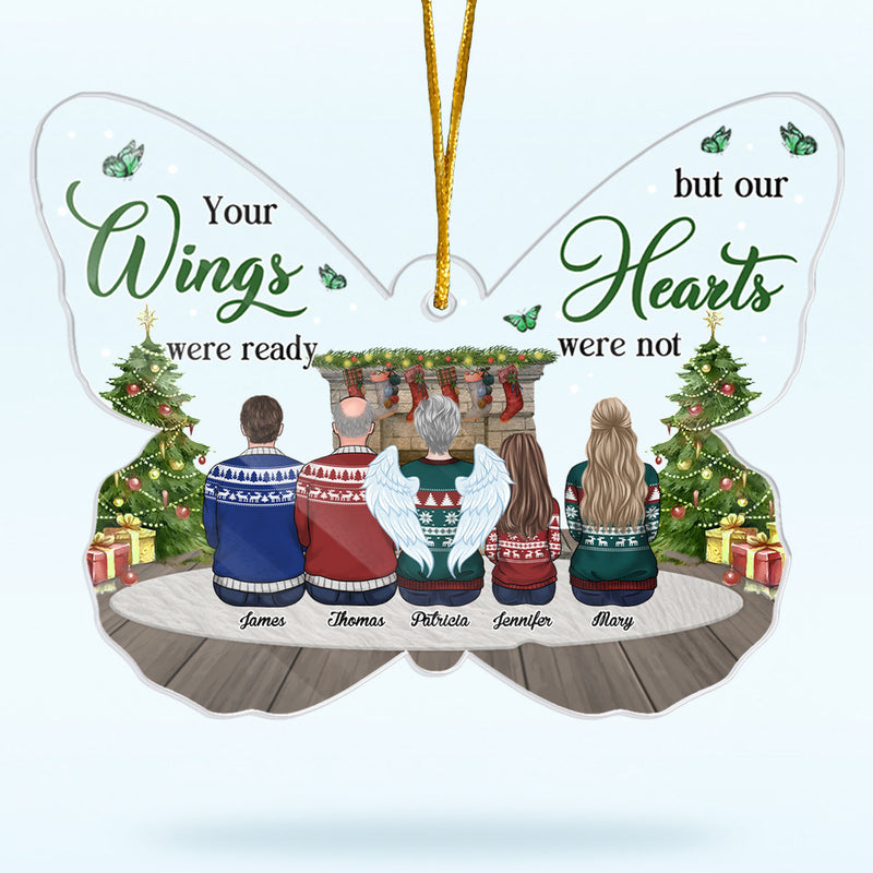 We Miss You - Memorial Personalized Custom Ornament - Acrylic Butterfly Shaped - Christmas Gift, Sympathy Gift For Family Members